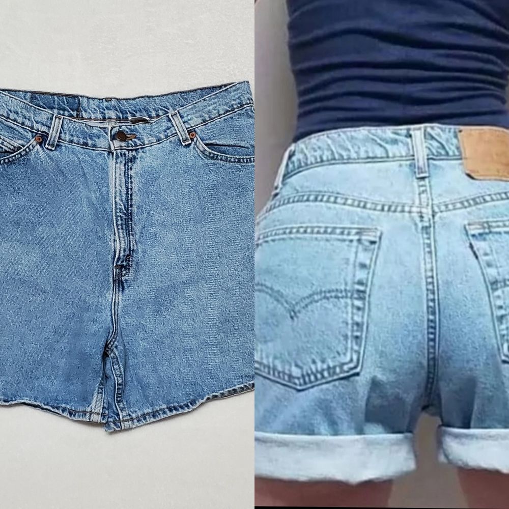 VINTAGE 1996 Levi's Orange Tab Stone Wash Light Wash High Rise Cotton Mom Shorts